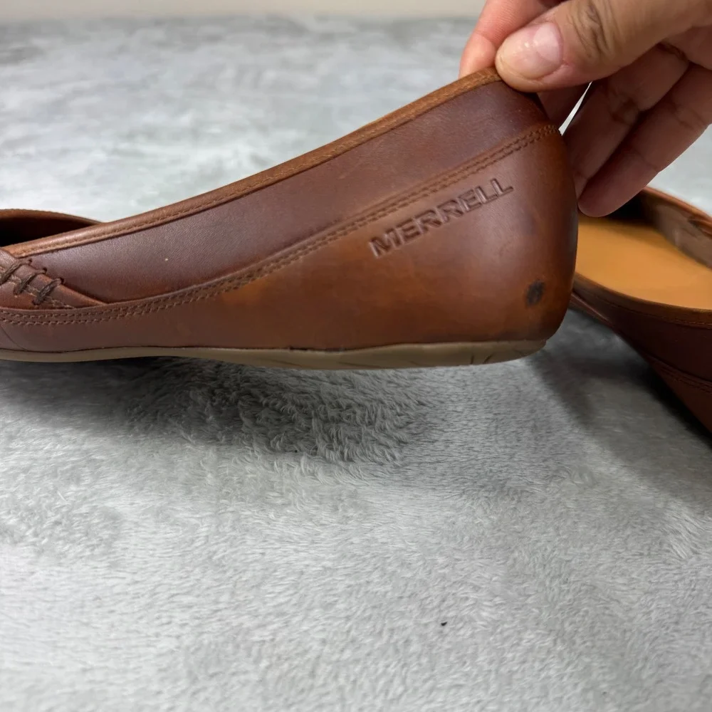 Merrell Leather Ballet Flats Women's US 10 Brown Slip On Comfort Casual Shoes